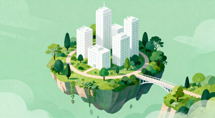 green tree in the sky illustration