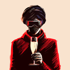 woman with glass of red wine