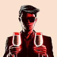 man with glass of red wine
