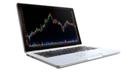 Stock Market on Display: A sleek laptop showcases real-time stock market data, offering a glimpse into the dynamic world of finance and investment.