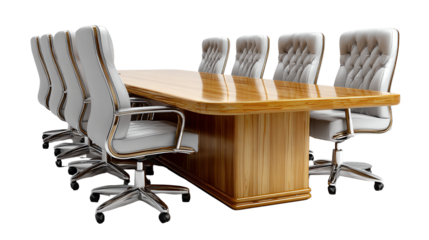 Boardroom Elegance: A meticulously designed boardroom table and chairs, setting the stage for collaboration and decision-making within a professional environment.