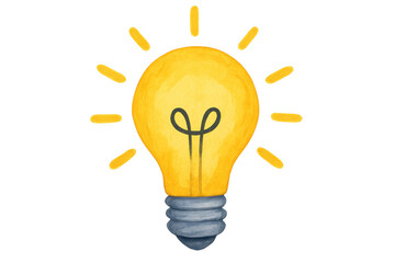 Light bulb illustration shedding light on new ideas, creativity, innovation, and problem solving, transparent background