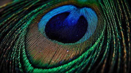 Obraz premium Peacock feather close-up texture,