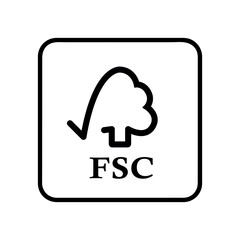 FSC packaging symbol, Forest Stewardship Council black sign, vector icon
