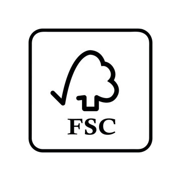 FSC packaging symbol, Forest Stewardship Council black sign, vector icon