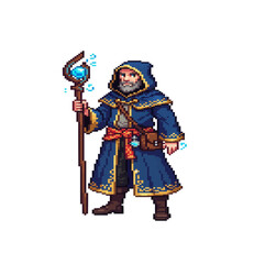 pixel art mage explorer dungeon wizard magic spell caster sprite
