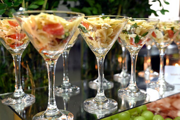 dining table with assorted foods, party foods food buffet