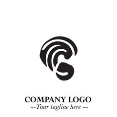 Modern Ear Logo Symbol with Minimalist Line Art Style and Elegant Professional Design
