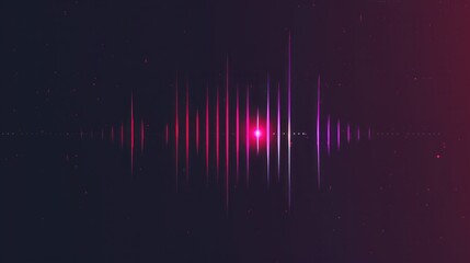 Abstract Digital Audio Waveform Equalizer with Vibrant Pink and Purple Neon Lights on Dark Background