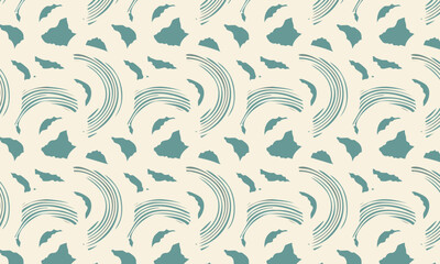 seamless pattern with teal brush strokes and organic shapes, Modern minimalist hand-drawn background. Vector texture