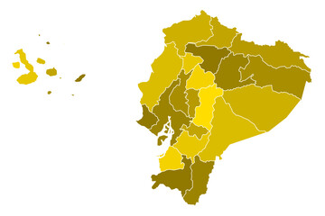 Obraz premium Ecuador Maps with Yellow Monochrome Color for District Borders American Country