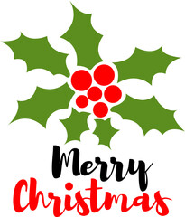 Merry Christmas Holly Leaves PNG
