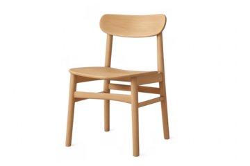 Wooden chair rendering with scandinavian design on transparent background
