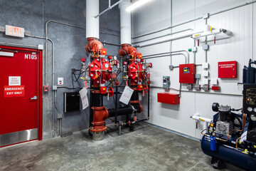 Indoor water pump for fire protection system