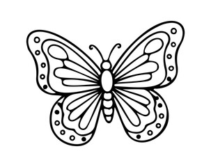 butterfly icon doodle hand drawn. Outline line drawing clipart symbol. Vector illustration