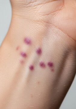 Purplish, Itchy Papules of Lichen Planus on Wrist