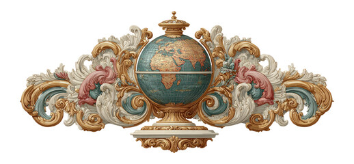 Ornate Vintage Globe Design with Decorative Elements and Elegant Style