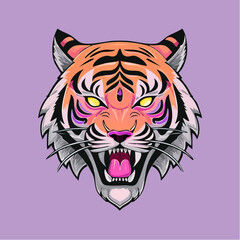 Tiger Head Tattoo Vector Design