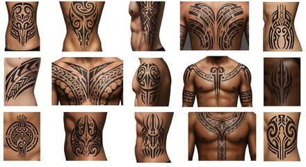 Tribal Tattoo Designs on Various Body Parts in Different Styles.