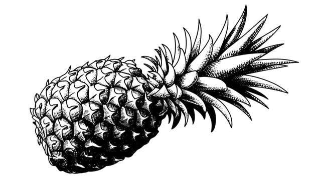 A pineapple drawn in a detailed, symbolizing tropical fruit, freshness, and artistic texture.