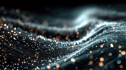 Abstract Waves of Light and Particles in a Futuristic Digital Landscape