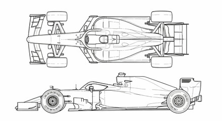 Naklejka premium F1 Car Technical Sketch Vector