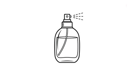 A simple sketch of a spray bottle with liquid line art silhouette