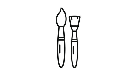 Simple drawing of two paintbrushes in a minimalist style silhouette
