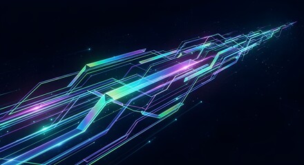 Dynamic neon data streams representing digital analytics and innovation