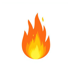 Flat Vector Burning Flame Icon with White Background