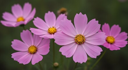 Fototapeta premium Vibrant Pink Cosmos Flowers Blooming in a Garden.
