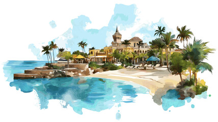 Fototapeta premium Nassau. Nassau hand drawn watercolor illustration