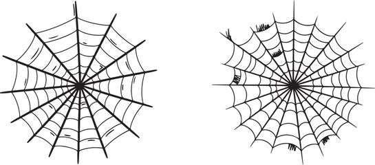 Obraz premium Hand-drawn Black Spider Web Illustrations Set for Halloween Design