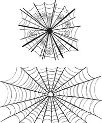 Obraz premium Vector Spider Web Set: Abstract Spiral and Classic Ornate Styles