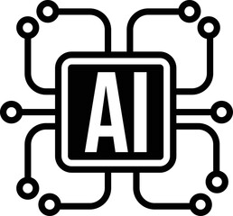 Abstract ai chip icon with connecting lines
