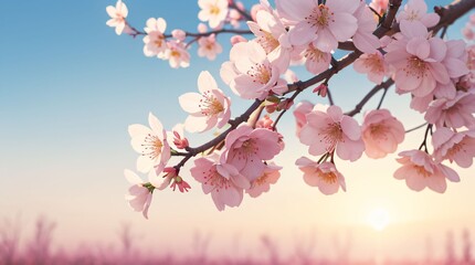 Fototapeta premium 春の訪れを告げる優美な桜の花と朝の光