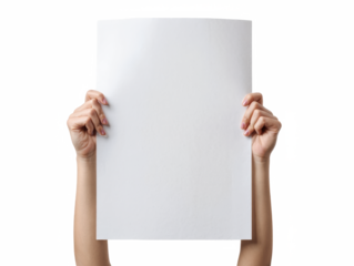 Hands Holding Blank White Poster — on transparent png Background