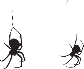 Minimalist Black Spider Silhouettes Graphic Design on White Background