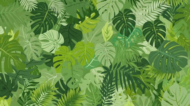 Seamless tropical jungle leaves animated background