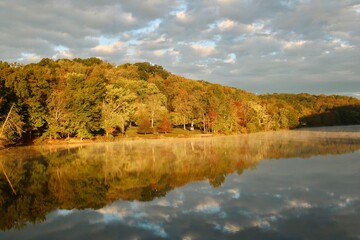 autumn landscape with lake