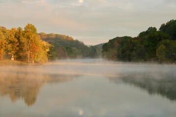 autumn landscape with lake and trees