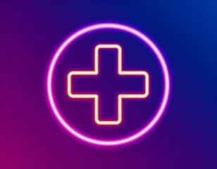 Obraz premium Neon plus sign in circle