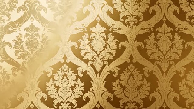 Golden damask pattern scrolling horizontally animation