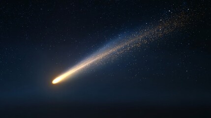 Shooting Star in the Night Sky. Comet Fall. Astronomy.
