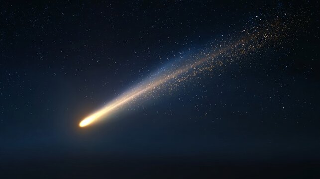 Shooting Star in the Night Sky. Comet Fall. Astronomy. 