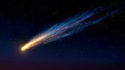 Shooting Star in the Night Sky. Comet Fall. Astronomy. 