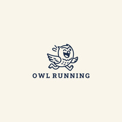 Obraz premium Owl running logo vector icon illustration