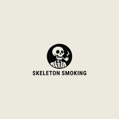Skeleton smoking logo vector icon illustration