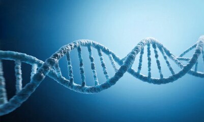 Double helix structure of DNA molecule against a blue gradient background