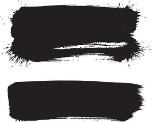 Distressed Black Ink Paintbrush Strokes and Splatters Design Set